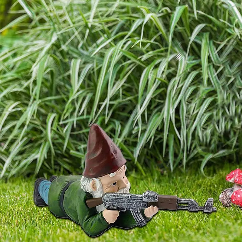 Camouflage Military Garden Gnome | Tactical-Themed Outdoor Figurine