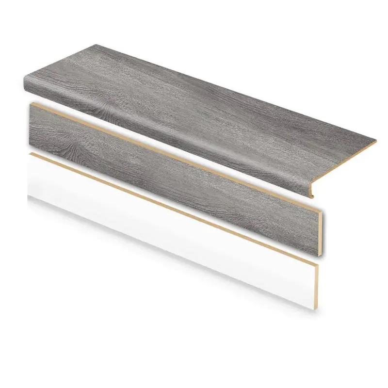 Cap A Tread Aiden Laminate Stair Tread & Reversible Riser Kit – Platinum/Alberta Spruce/Baneberry, 47"L × 12.15"W × 2.28"T