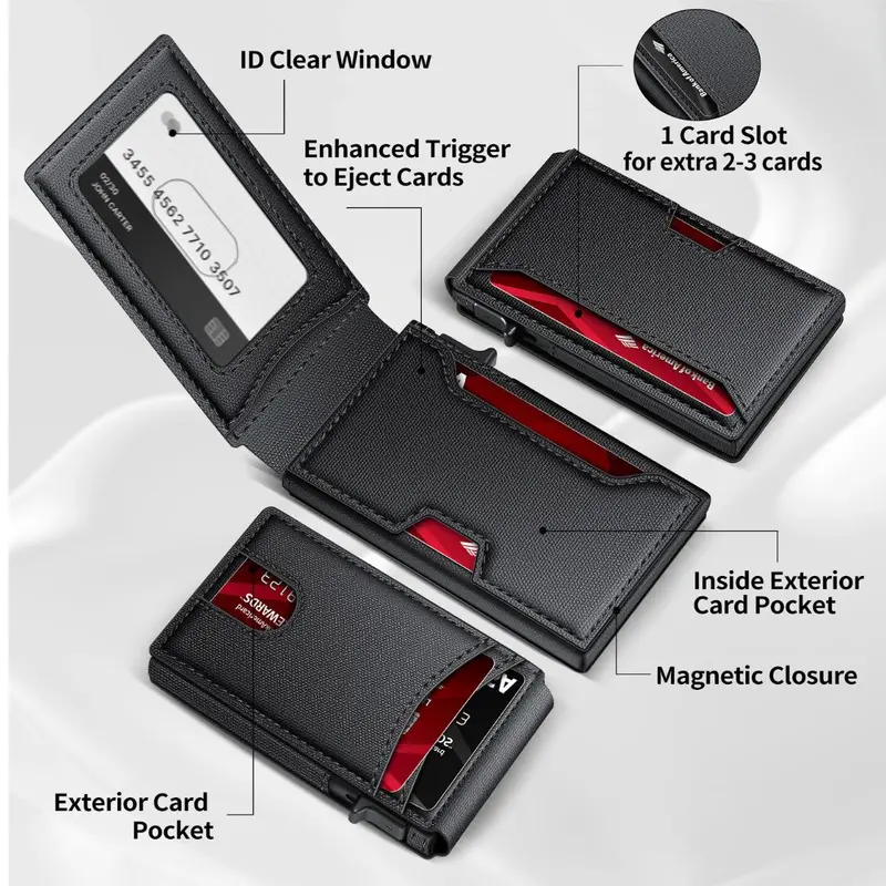 Carbon Fiber Tactical Wallet with RFID Shielding – Slim Denim-Style Quick-Access Wallet Featuring Secure Card Protection and Minimalist Design