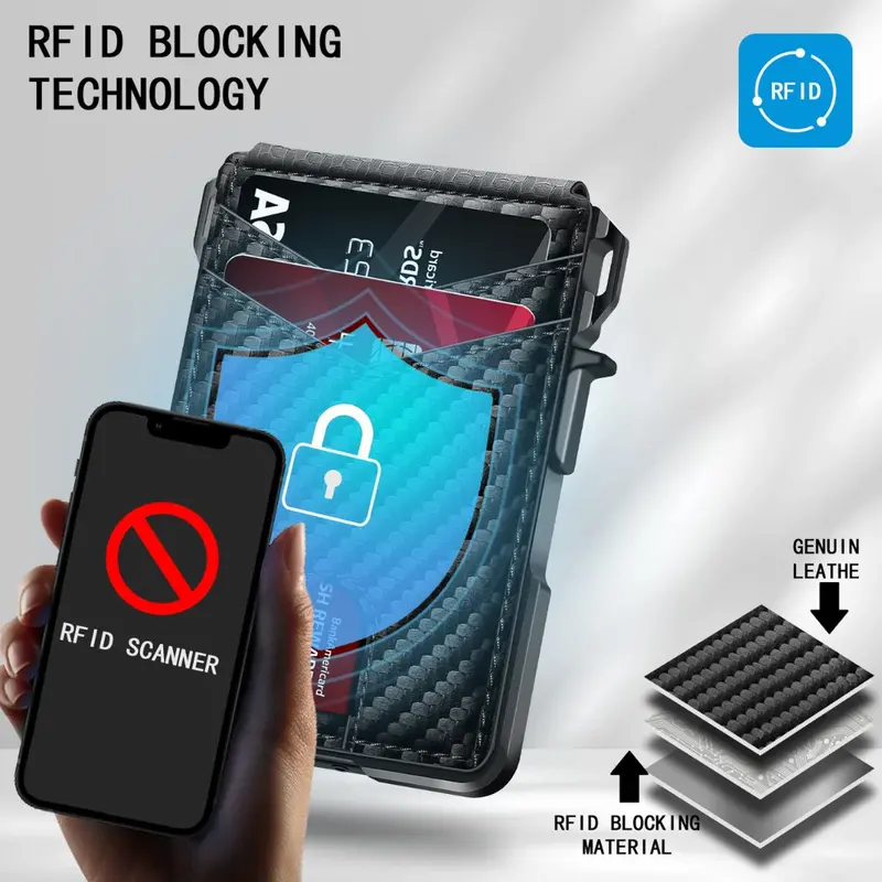 Carbon Fiber Tactical Wallet with RFID Shielding – Slim Denim-Style Quick-Access Wallet Featuring Secure Card Protection and Minimalist Design