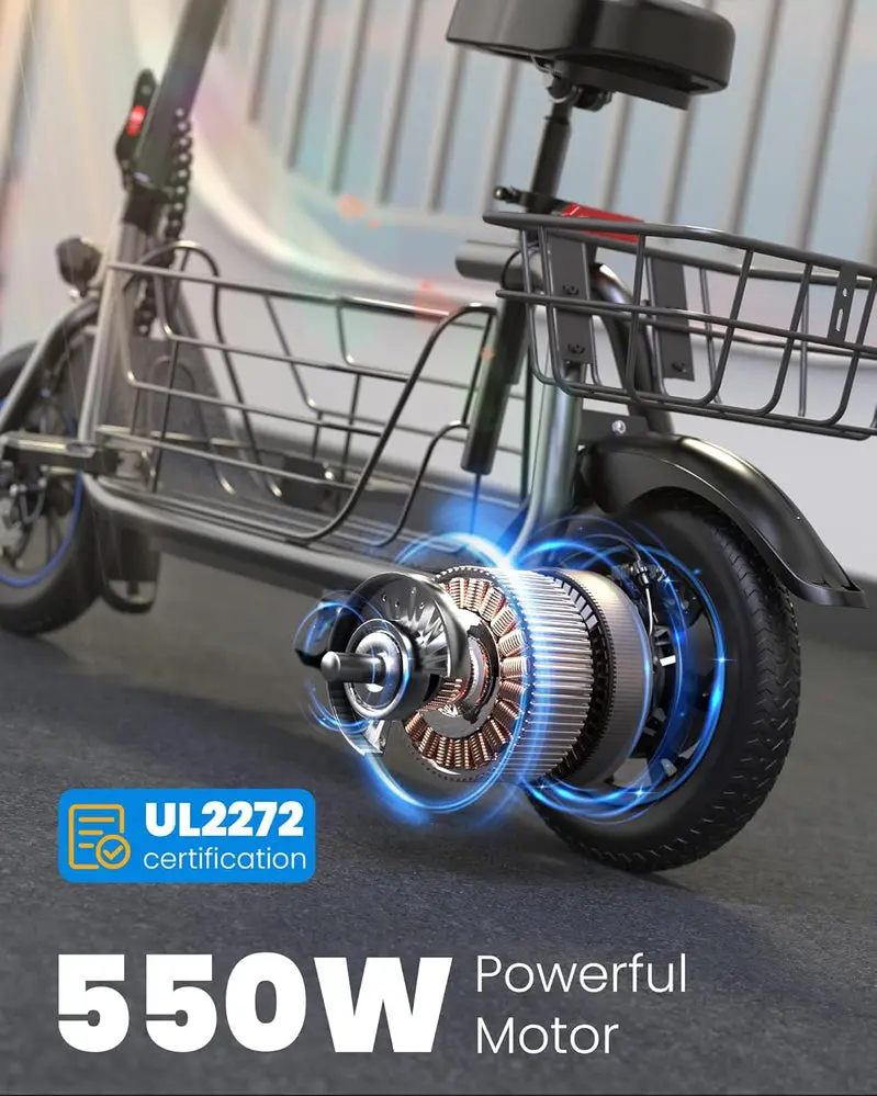 Cargo-Ready Electric Scooter – 550W Motor with Front Basket for Everyday Errands