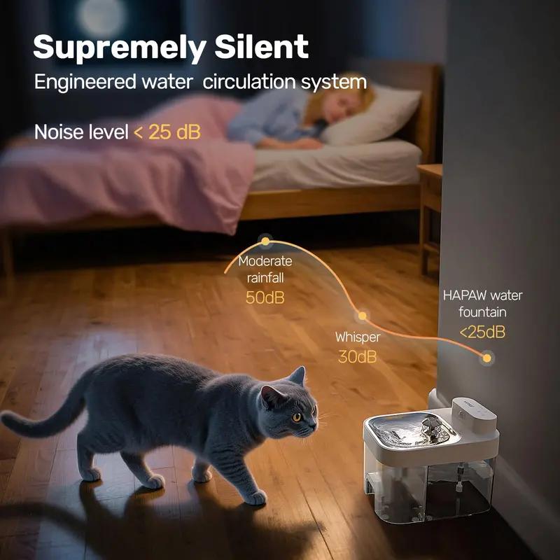 Cat Water Fountain – Battery-Powered Dual-Tank 3L Stainless Steel Pet Fountain Without Replaceable Filters