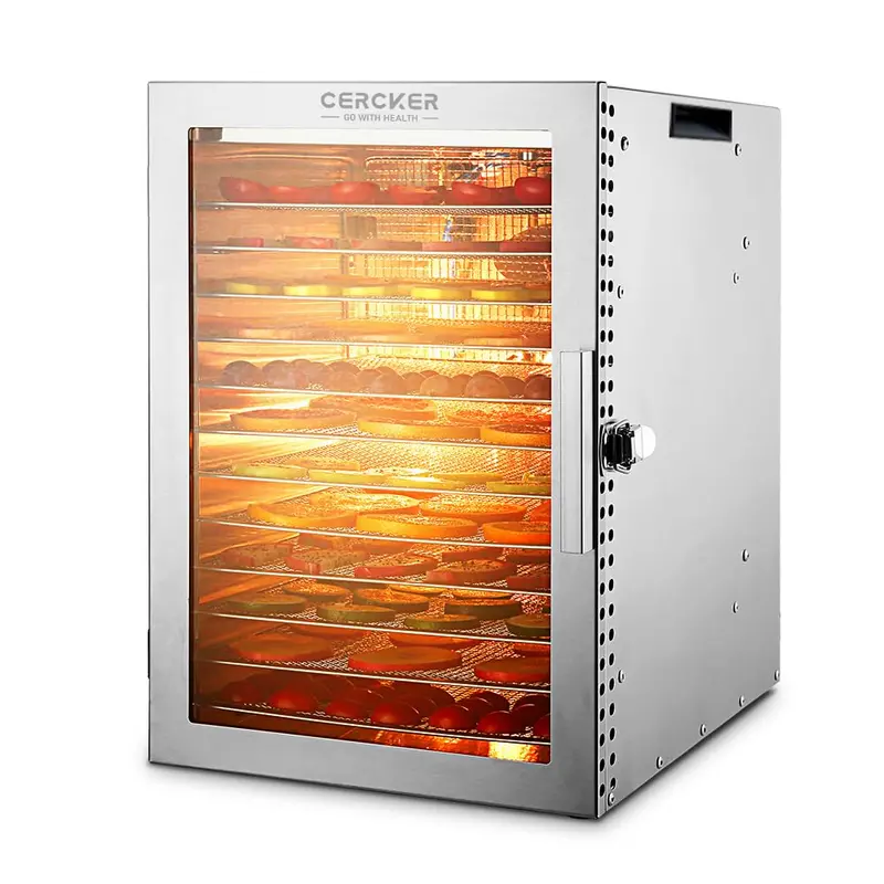Cercker 12-Tray Stainless Steel Food Dehydrator – Large-Capacity Home Drying Machine