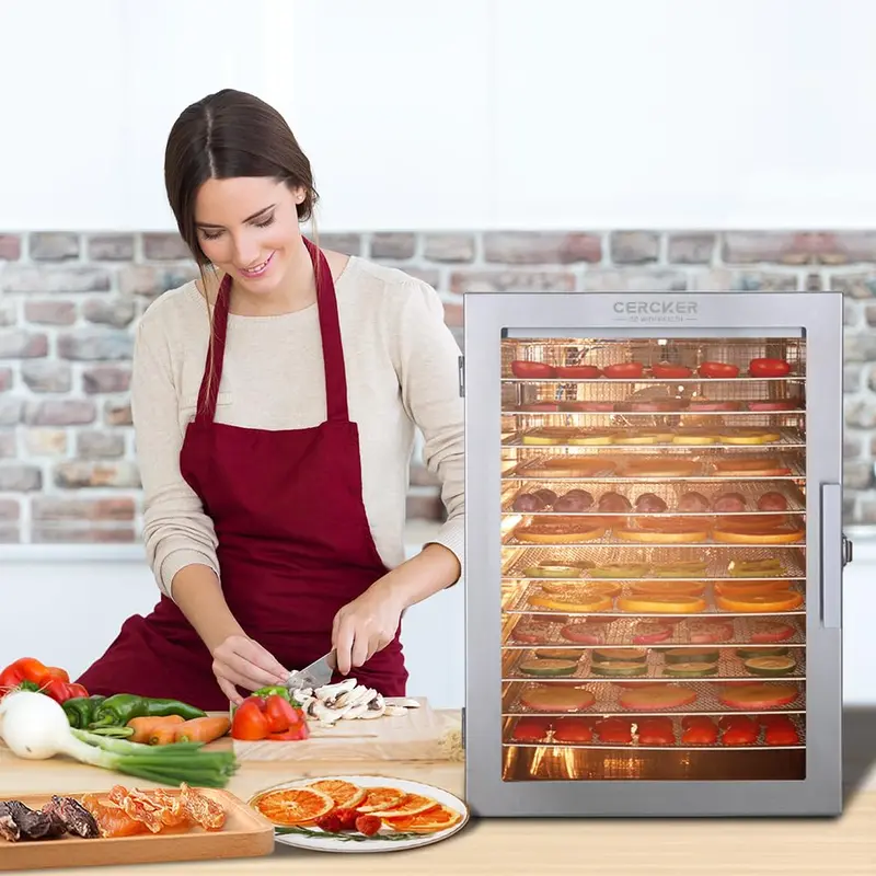 Cercker 12-Tray Stainless Steel Food Dehydrator – Large-Capacity Home Drying Machine