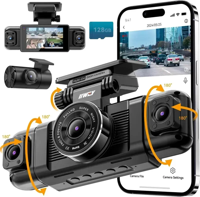 Channel 360° Dual-Lens Dash Cam System – Front, Rear, Interior, and Side Coverage