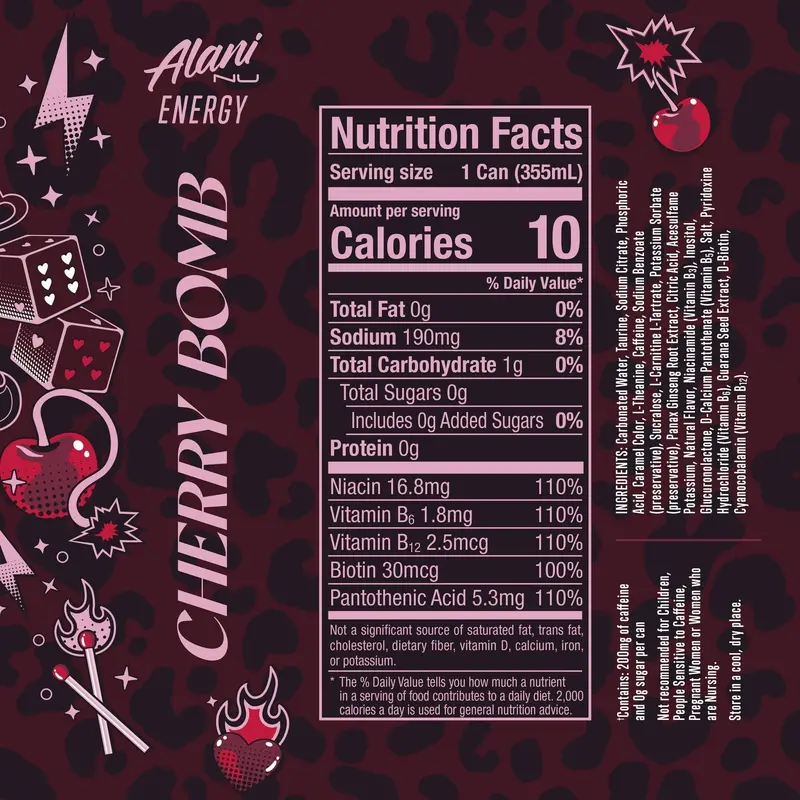 Cherry Bomb Energy Drink – Bold Flavor, 12-Fl-Oz Cans, 6-Pack