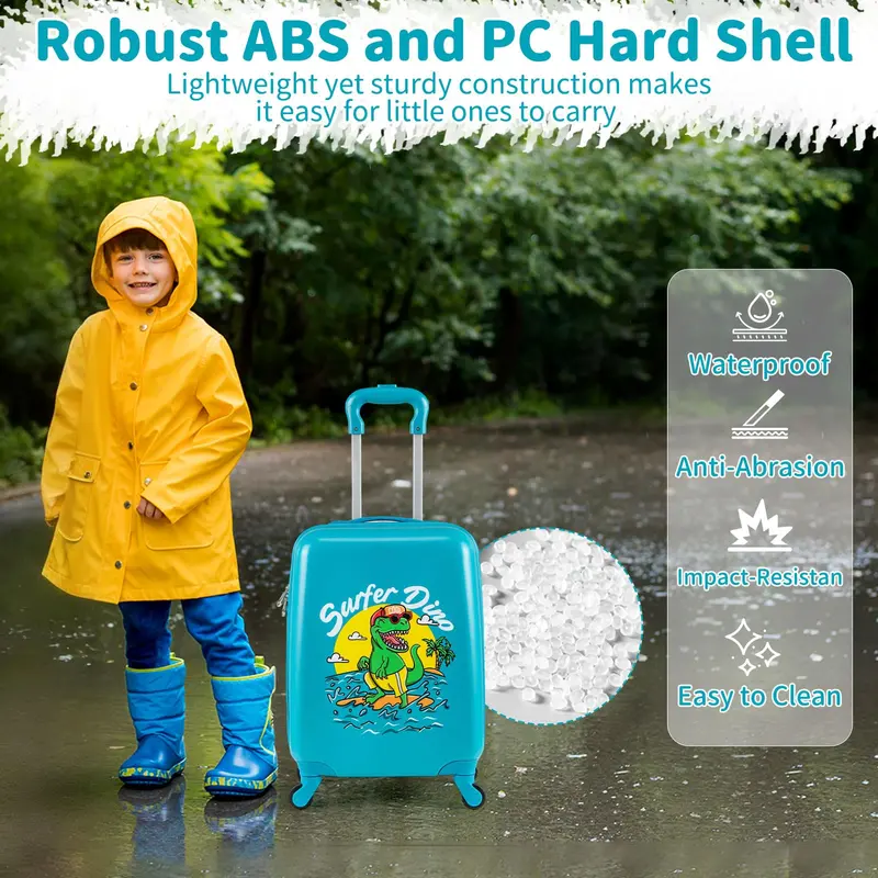 Children’s Rolling Luggage Set – 2-Piece Blue Lightweight Suitcases with 360° Spinner Wheels