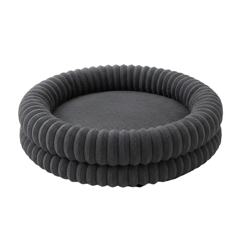Circular Donut-Style Pet Bed – Contoured Edge Support & Non-Skid Rubber Base