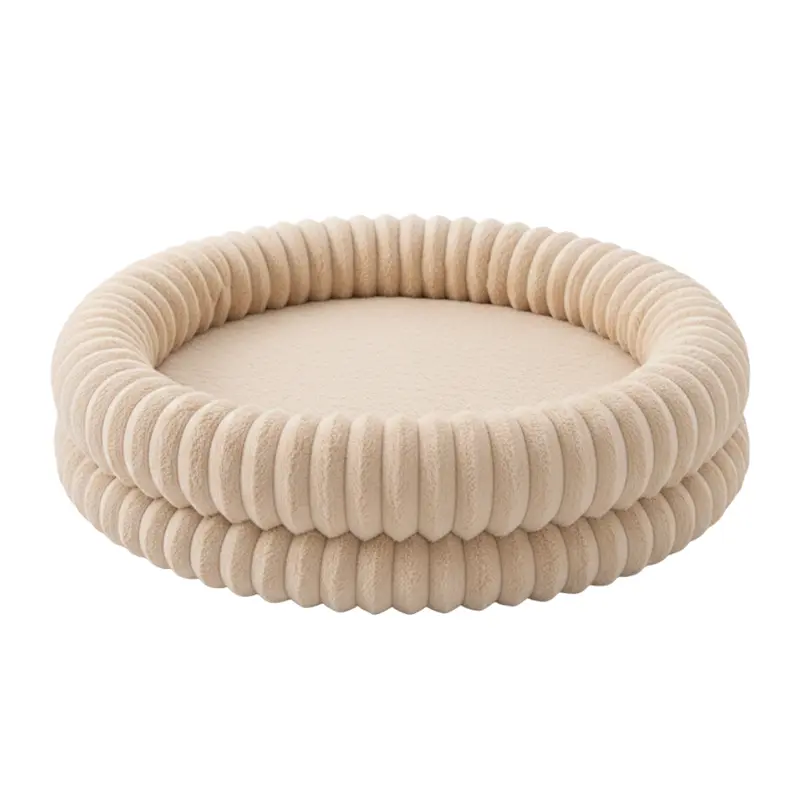 Circular Donut-Style Pet Bed – Contoured Edge Support & Non-Skid Rubber Base