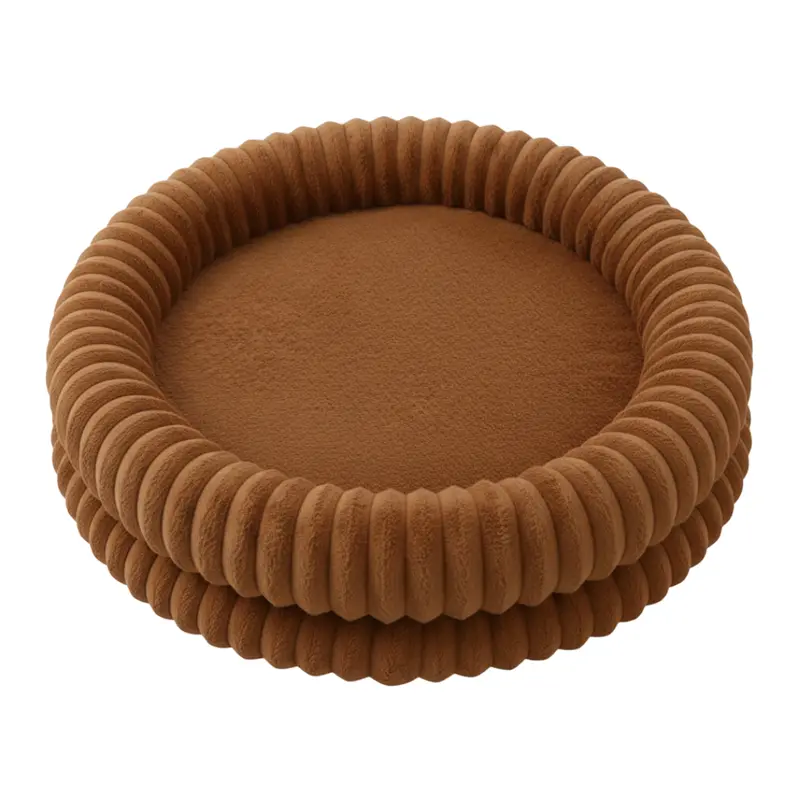 Circular Donut-Style Pet Bed – Contoured Edge Support & Non-Skid Rubber Base