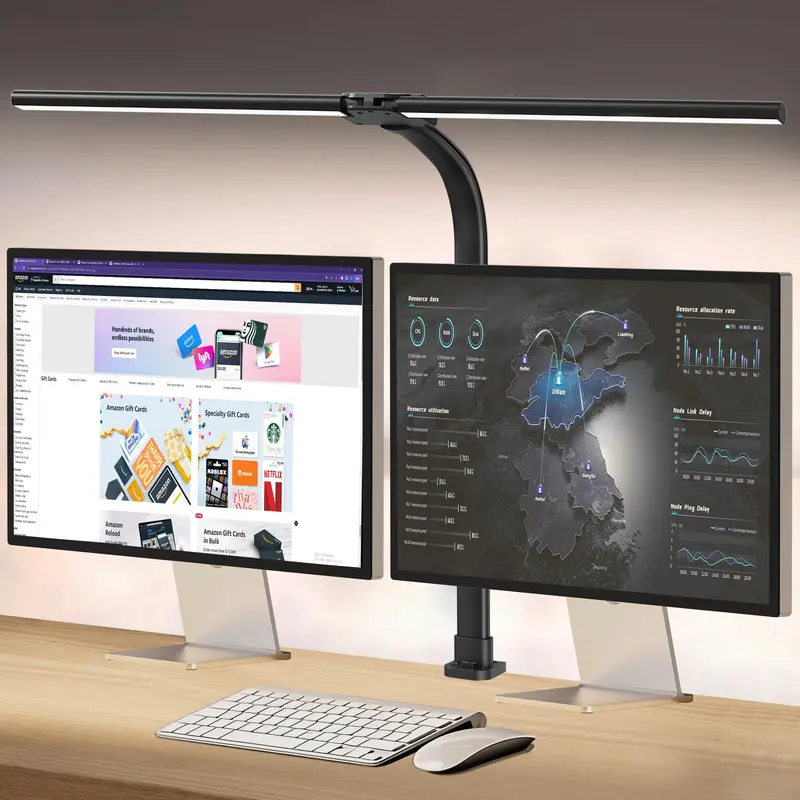 Clamp-Mount LED Desk Lamp – 24W Dual Light Source, Adjustable Brightness & CCT, Articulating Gooseneck for Workspace Use