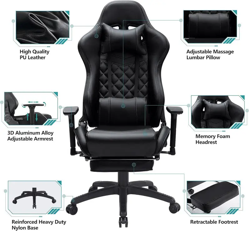 Classic Tall Ergonomic Office Chair – PU Leather Executive Computer Seating