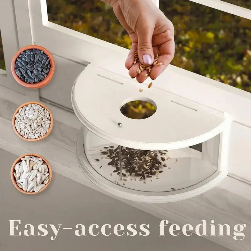 Clear Acrylic Window Bird Feeder | Suction-Cup Mounted Viewing Feeder