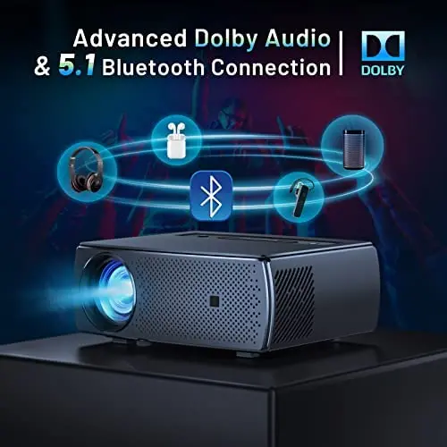 CLOKOWE Mini Bluetooth Projector – 9600 Lumens, 1080P HD with 5G WiFi, 4K Support, Dolby Audio & Zoom
