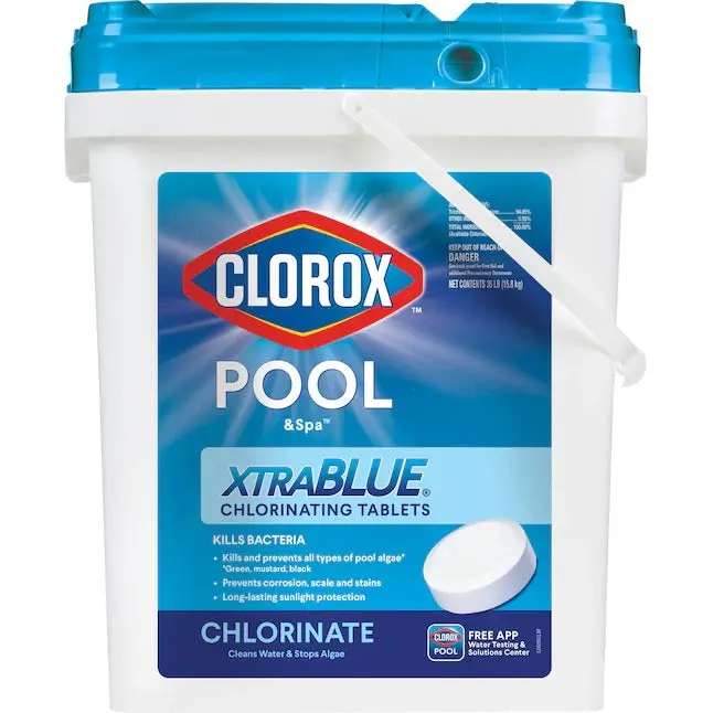 Clorox Pool&Spa XtraBlue 3" Long-Lasting Chlorine Tablets – 35 lb Bucket for Stable Sanitization