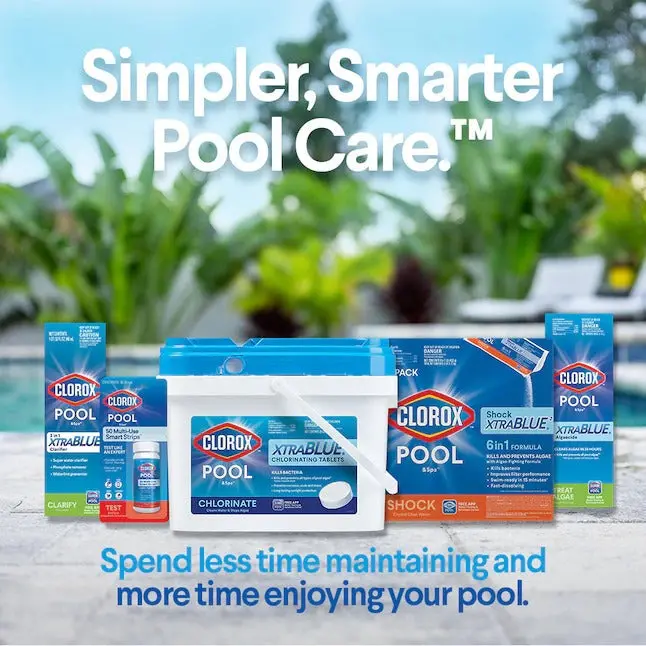 Clorox Pool&Spa XtraBlue 3" Long-Lasting Chlorine Tablets – 35 lb Bucket for Stable Sanitization