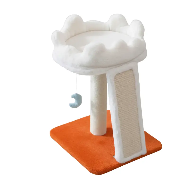 Cloud-Style Cat Tree Tower – Scratching Post, Cozy Bed & Interactive Hanging Toy