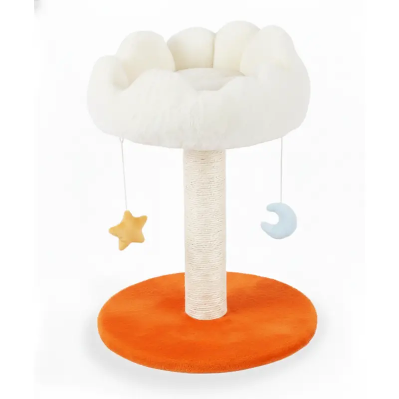 Cloud-Style Cat Tree Tower – Scratching Post, Cozy Bed & Interactive Hanging Toy 2
