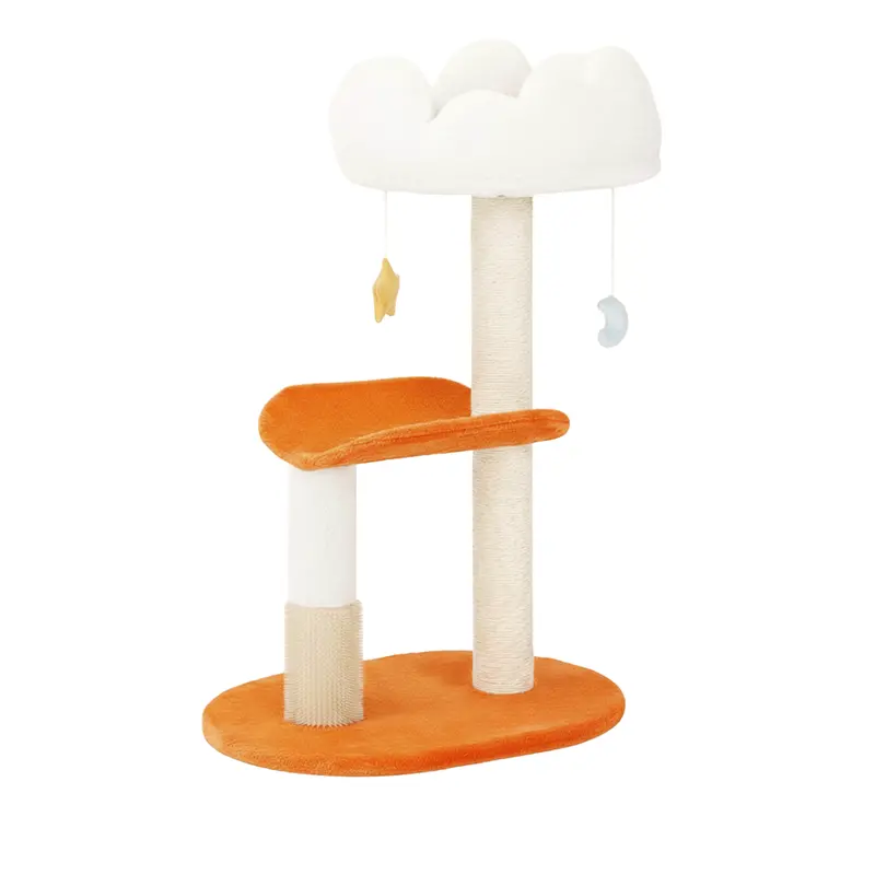 Cloud-Style Cat Tree Tower – Scratching Post, Cozy Bed & Interactive Hanging Toy
