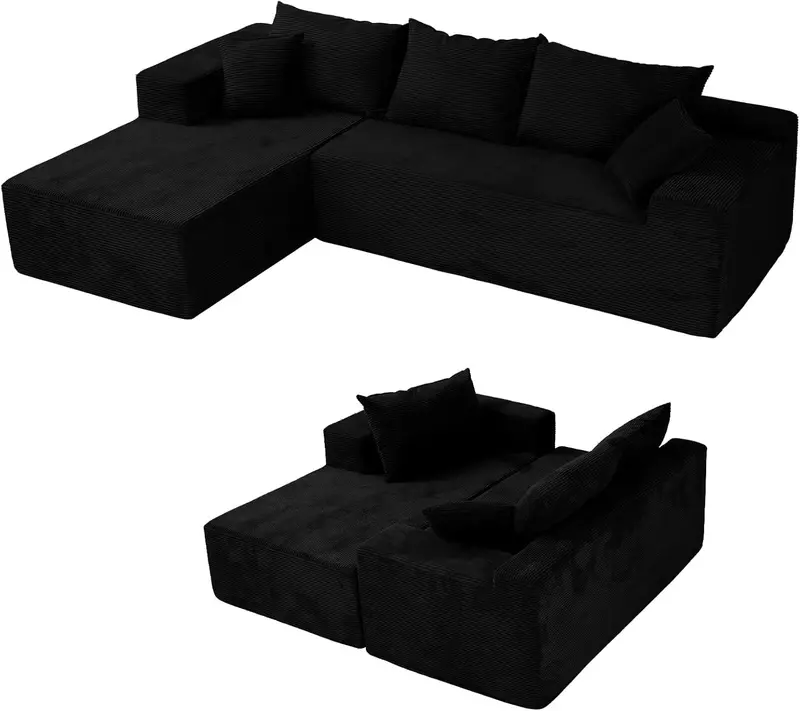 Cloud-Style L-Shaped Modular Sectional — Contemporary Deep-Seat Sofa for Compact or Multi-Use Spaces