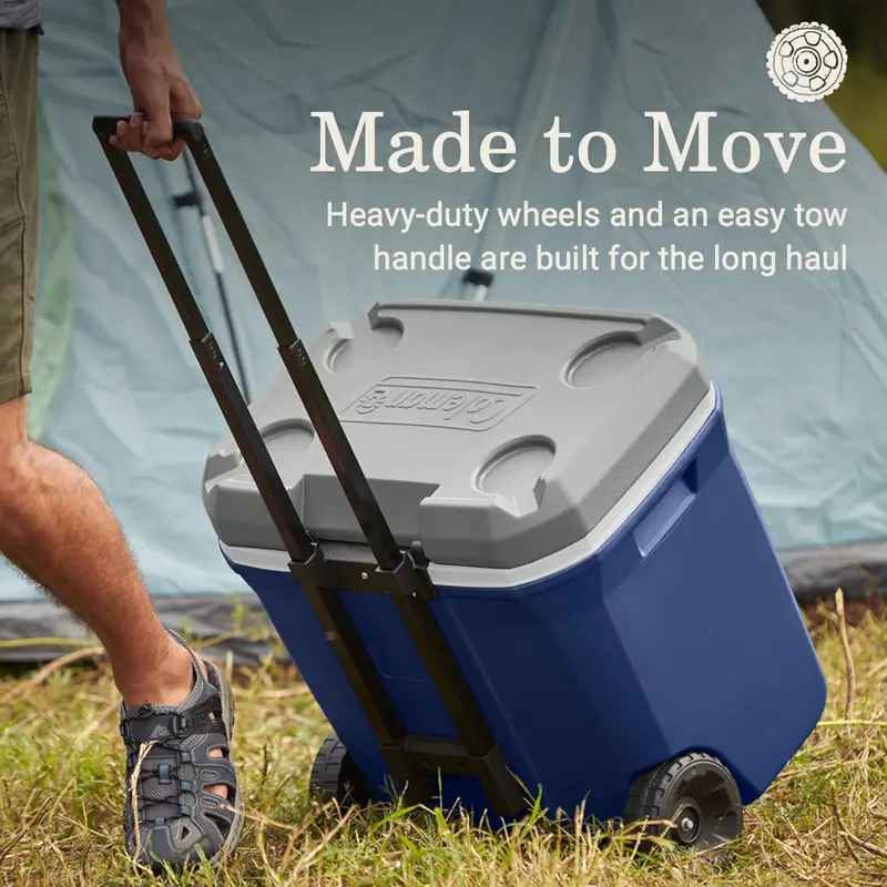 Coleman 100-Quart Wheeled Insulated Cooler – Leakproof Outdoor Hard-Sided Cooler with 5-Day Ice Retention