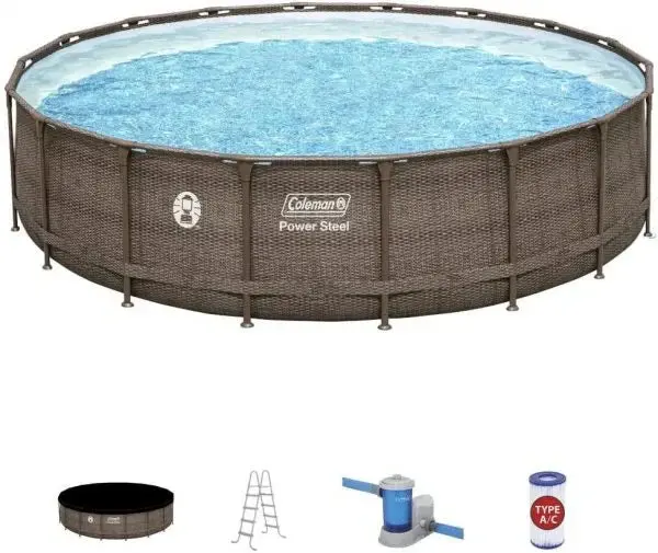 Coleman Power Steel 18 ft x 48 in Above-Ground Swimming Pool Kit – Easy Setup