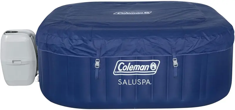 Coleman SaluSpa Atlantis Square Hot Tub – 4–6 Person Inflatable Outdoor Spa Featuring 140 Air Jets & Protective Cover