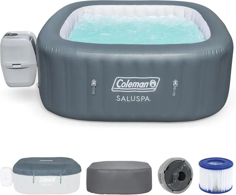 Coleman Square Inflatable Hot Tub – 4–6 Person Portable Spa with 114 Air Jets & Insulated Cover