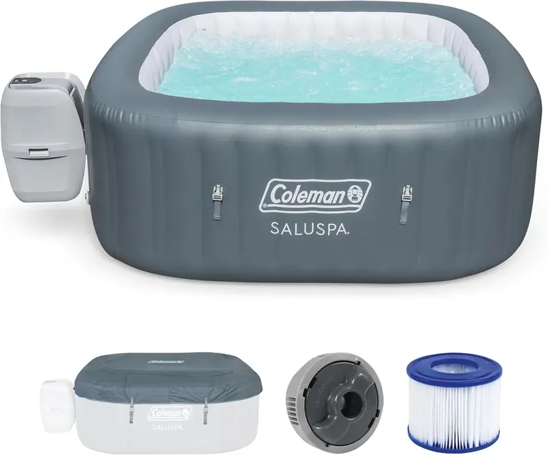 Coleman Square Inflatable Hot Tub – 4–6 Person Portable Spa with 114 Air Jets & Insulated Cover