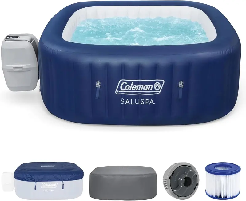 Coleman Square Inflatable Hot Tub – 4–6 Person Portable Spa with 114 Air Jets & Insulated Cover