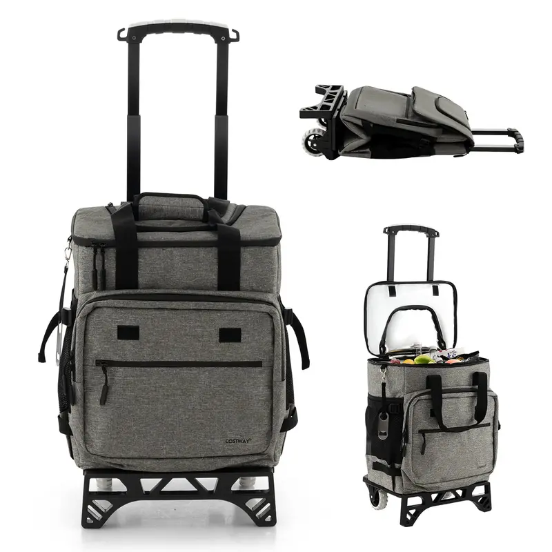 Collapsible 50-Can Rolling Cooler – 3-in-1 Insulated Soft Bag with Removable Wheels