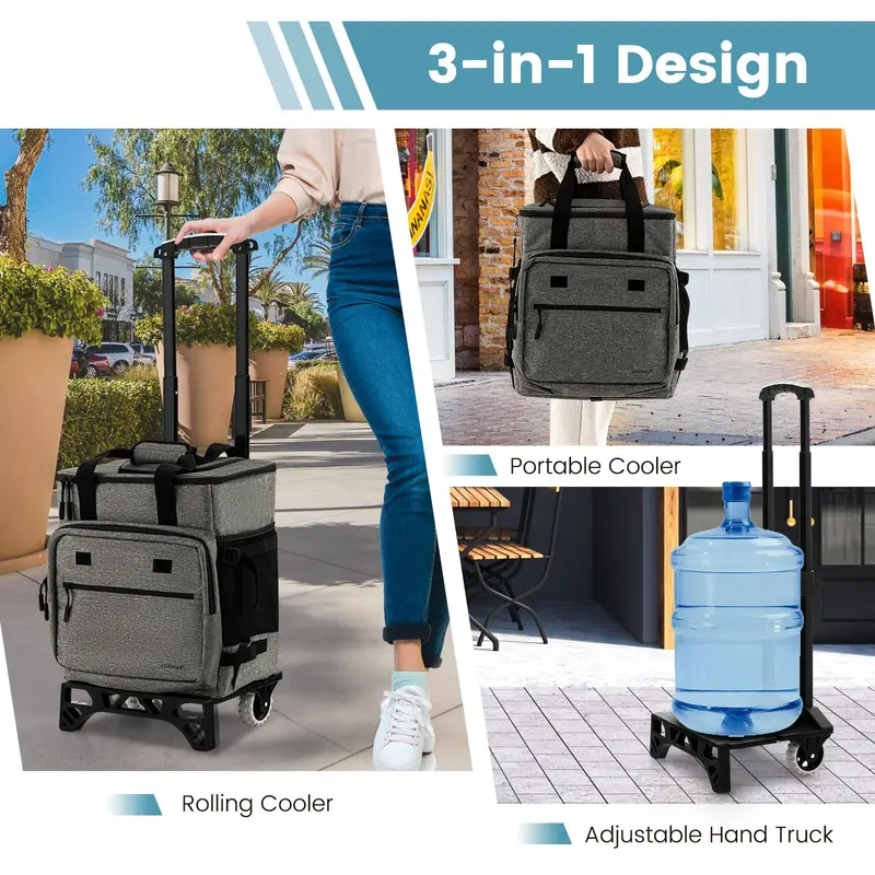 Collapsible 50-Can Rolling Cooler – 3-in-1 Insulated Soft Bag with Removable Wheels 2