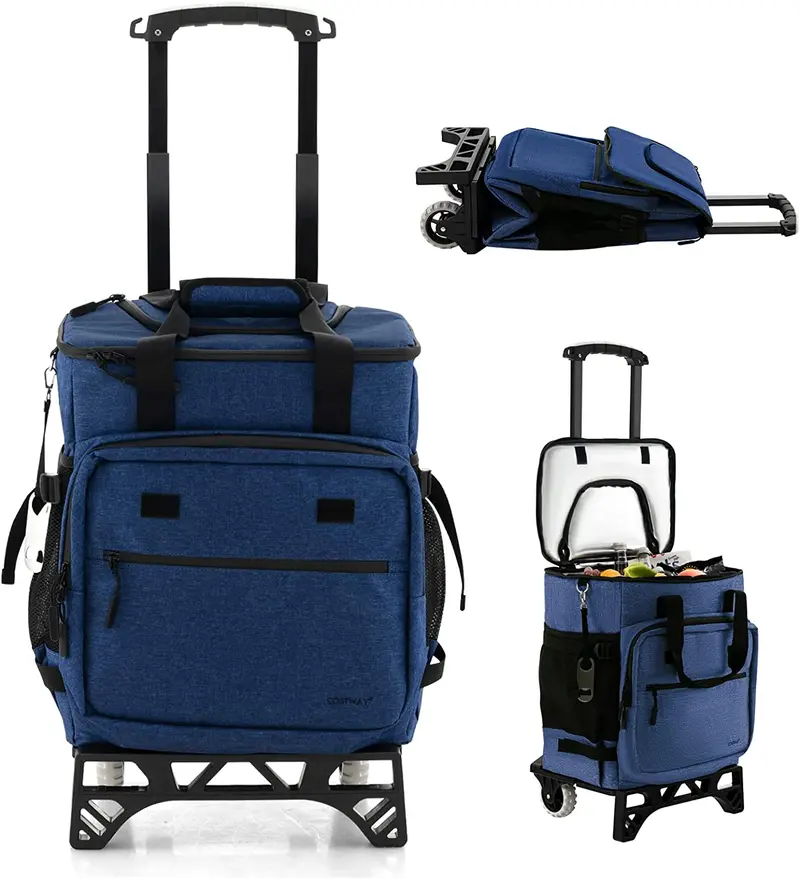 Collapsible 50-Can Rolling Cooler – 3-in-1 Insulated Soft Bag with Removable Wheels