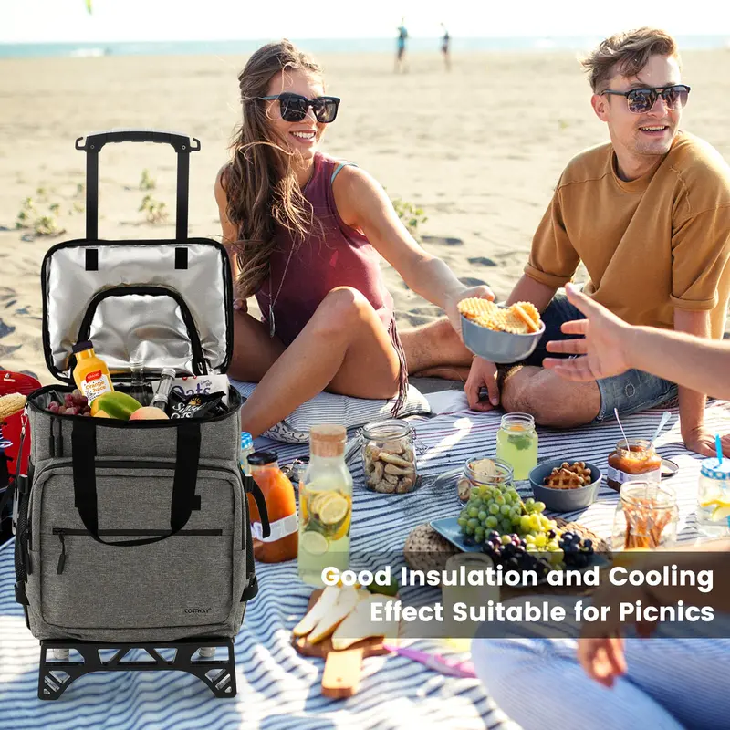 Collapsible 50-Can Rolling Cooler – 3-in-1 Insulated Soft Bag with Removable Wheels