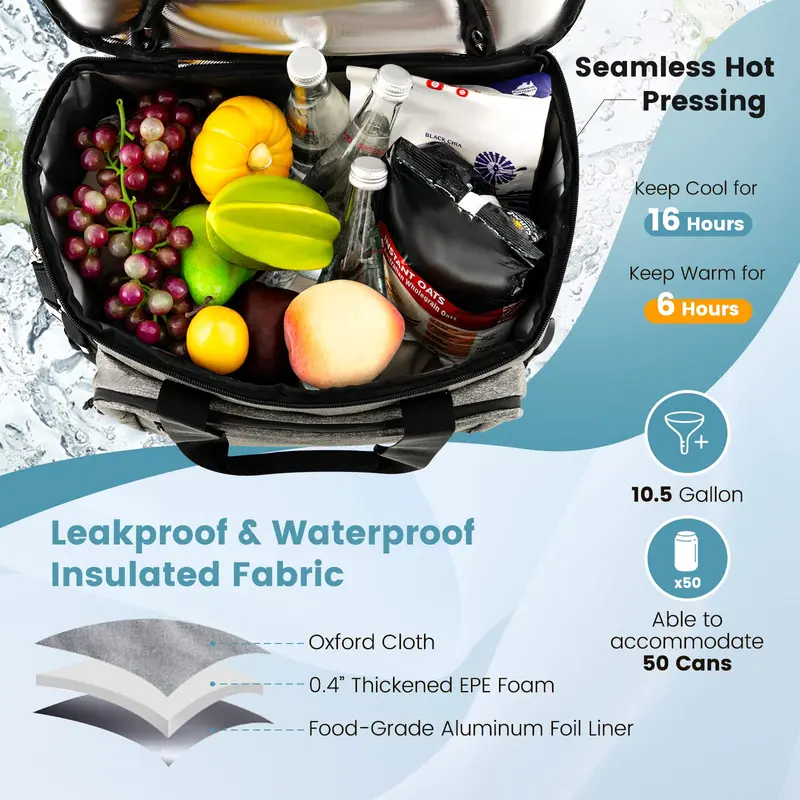 Collapsible 50-Can Rolling Cooler – 3-in-1 Insulated Soft Bag with Removable Wheels