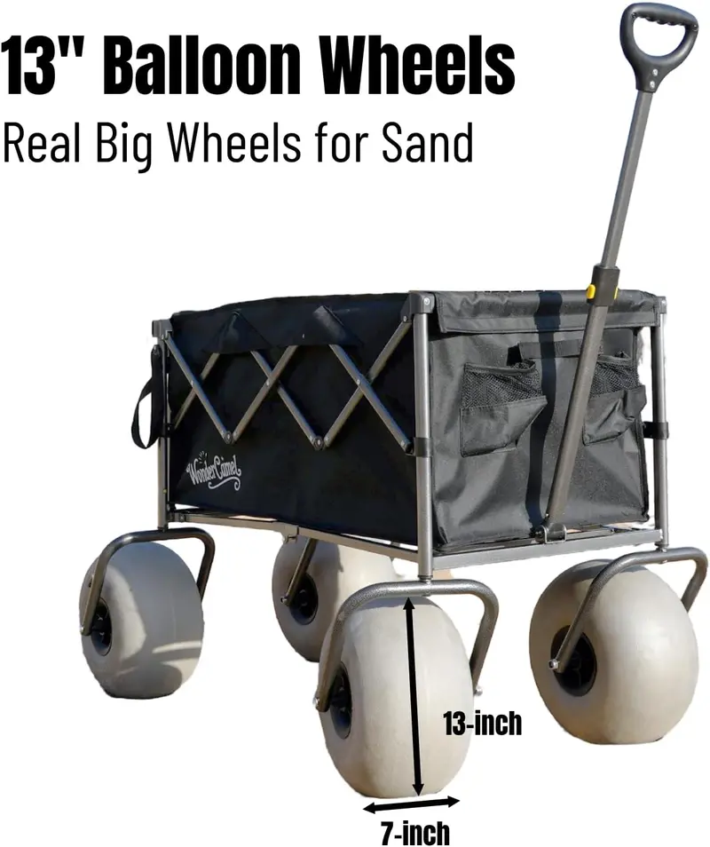 Collapsible All-Terrain Beach Wagon – 13-Inch Balloon Tires, 185-Liter Capacity, Easy-Fold Design
