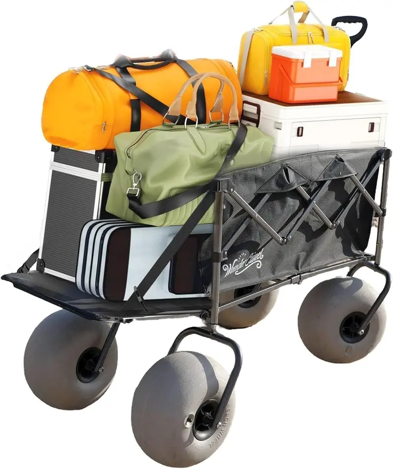 Collapsible All-Terrain Beach Wagon – 13-Inch Balloon Tires, 185-Liter Capacity, Easy-Fold Design
