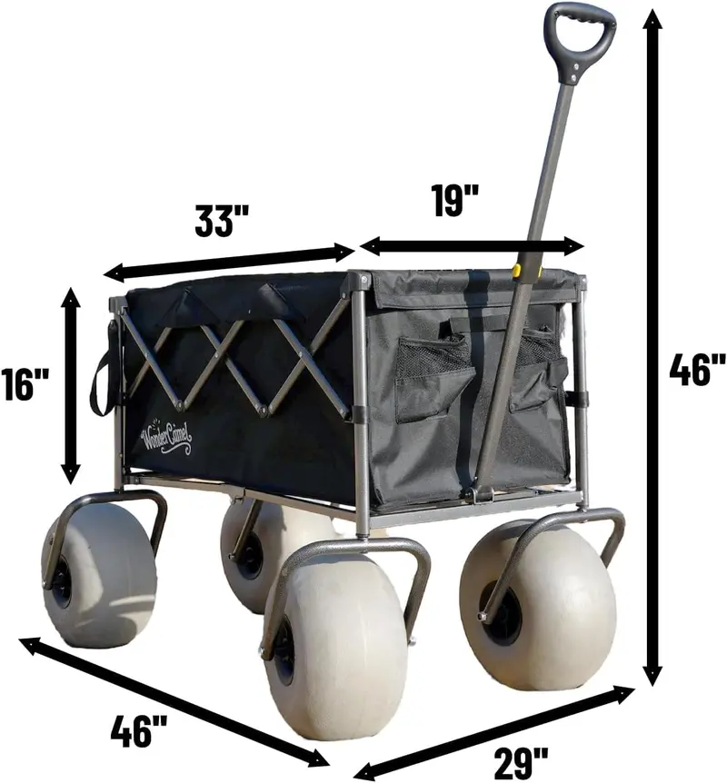 Collapsible All-Terrain Beach Wagon – 13-Inch Balloon Tires, 185-Liter Capacity, Easy-Fold Design