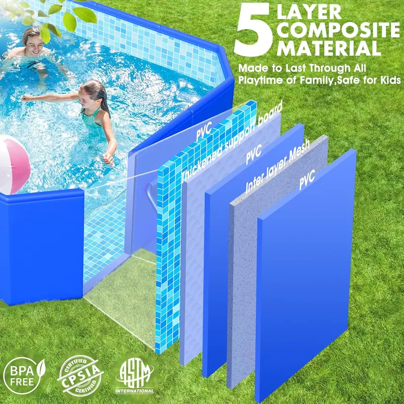 Collapsible Hard-Shell Pool – Non-Inflatable Folding Backyard Pool for Kids and Adults (115" x 66" x 20", Mosaic Design) 2