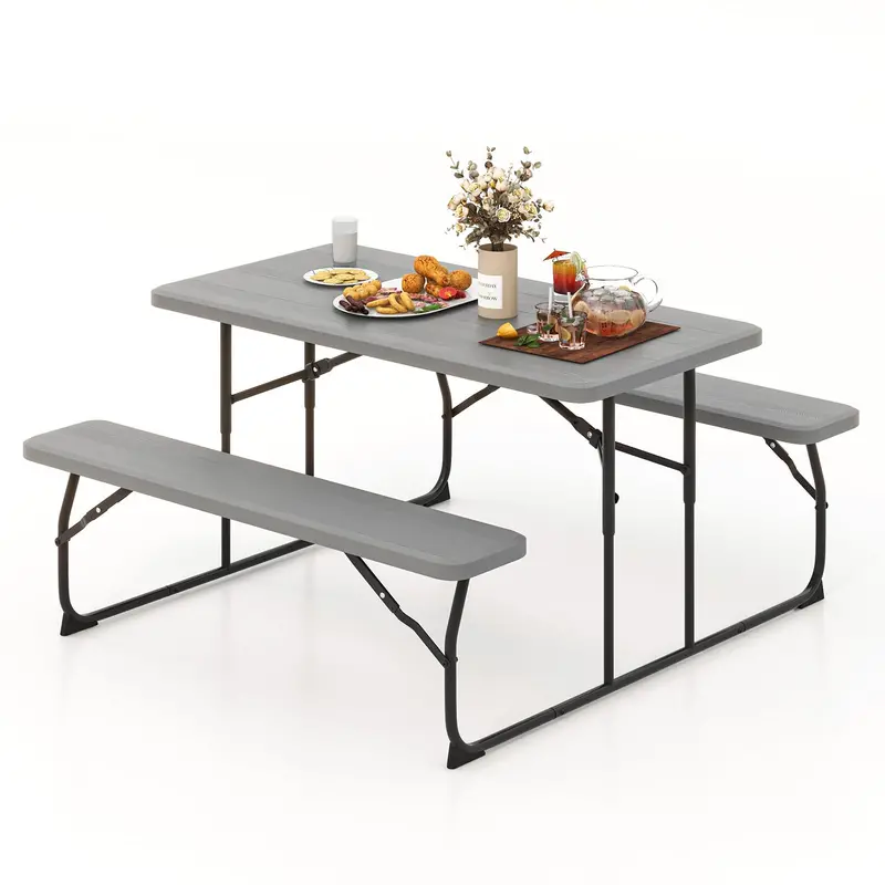 Collapsible Picnic Table with Integrated Benches 1