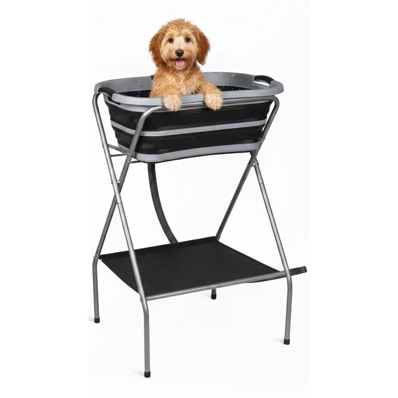 Collapsible Portable Dog Bath Tub with Integrated Drain Hose