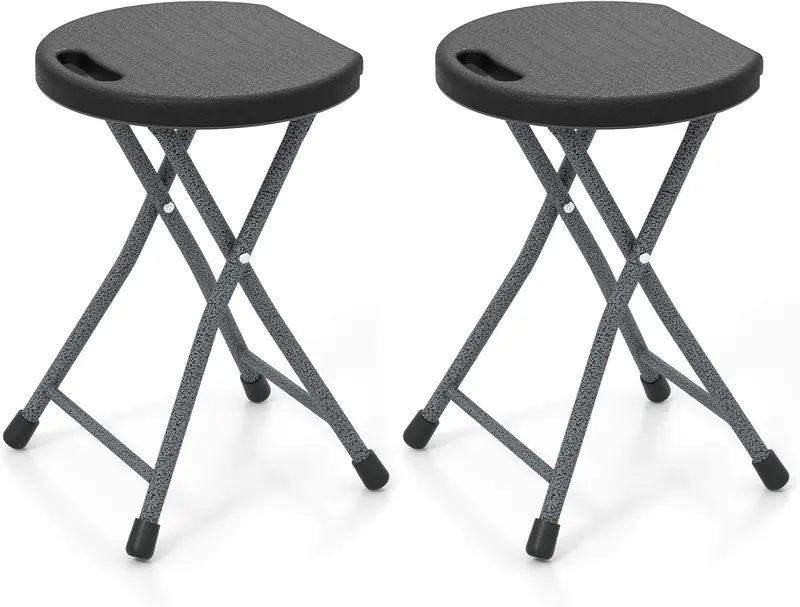 Collapsible Round Folding Stool with Carry Handle — Ideal for Fishing, Hiking & Gardening