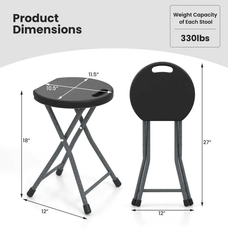 Collapsible Round Folding Stool with Carry Handle — Ideal for Fishing, Hiking & Gardening