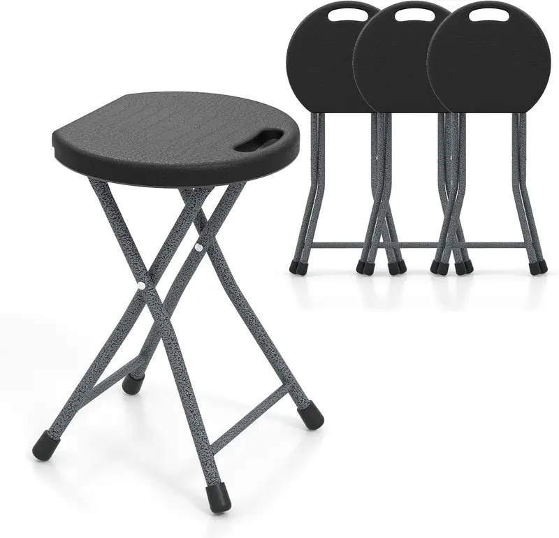 Collapsible Round Folding Stool with Carry Handle — Ideal for Fishing, Hiking & Gardening