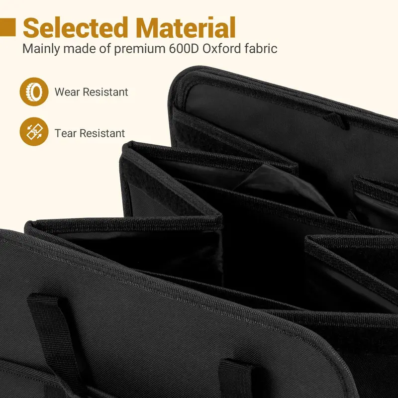 Collapsible Trunk Organizer – Multi-Compartment Vehicle Storage Bin with Detachable Lid 2