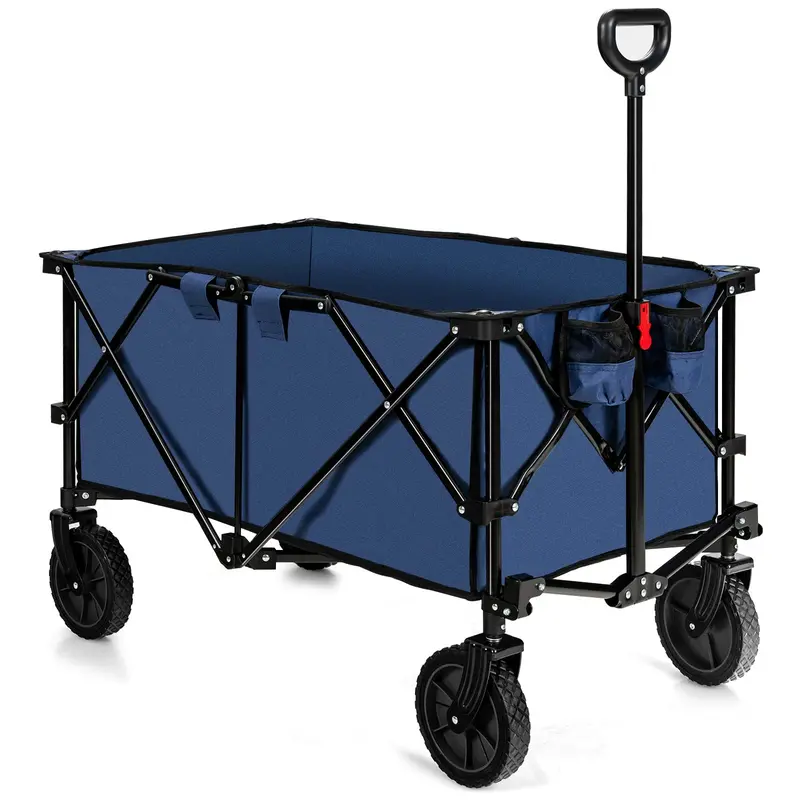 Collapsible Utility Wagon – Folding Cart with All-Terrain Wheels, Telescoping Handle, and Included Cover Bag