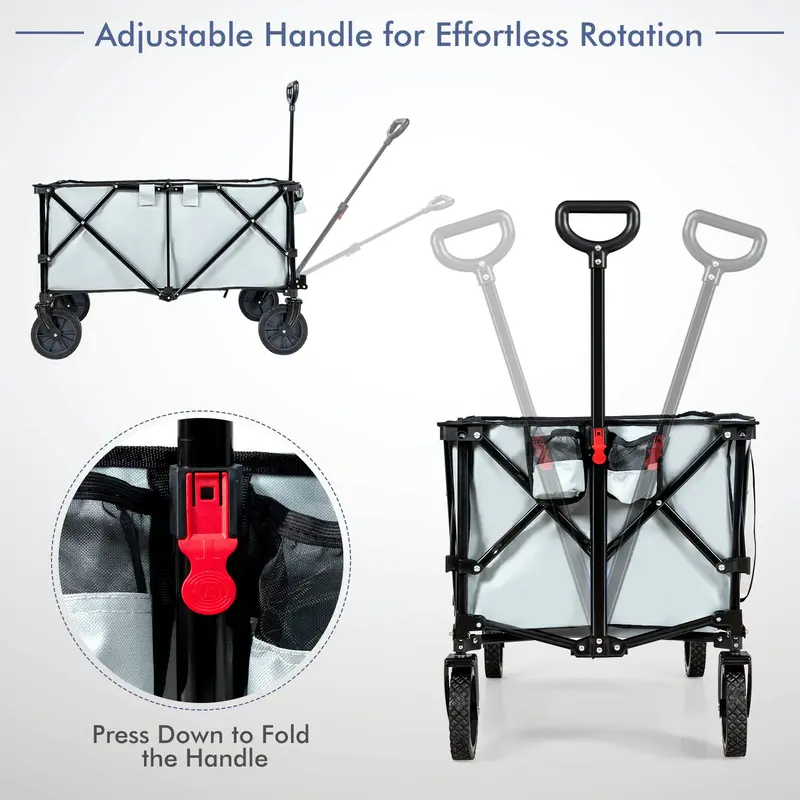 Collapsible Utility Wagon – Folding Cart with All-Terrain Wheels, Telescoping Handle, and Included Cover Bag