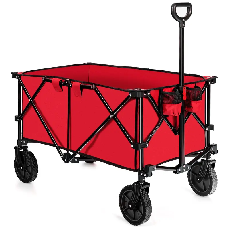 Collapsible Utility Wagon – Folding Cart with All-Terrain Wheels, Telescoping Handle, and Included Cover Bag