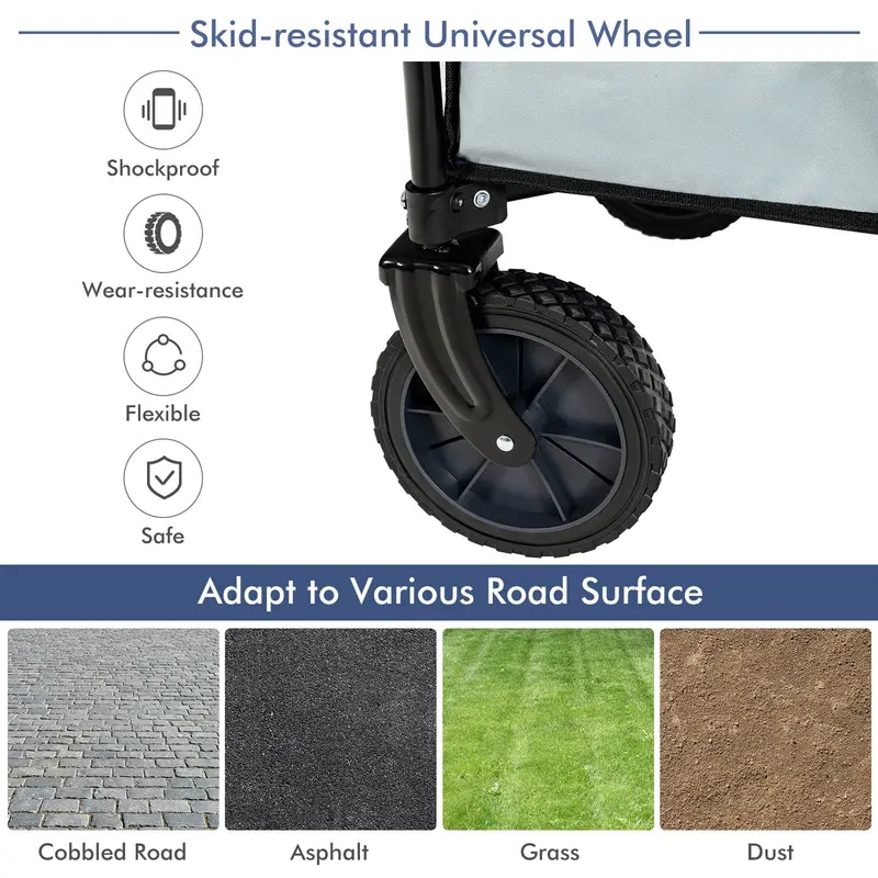 Collapsible Utility Wagon – Folding Cart with All-Terrain Wheels, Telescoping Handle, and Included Cover Bag