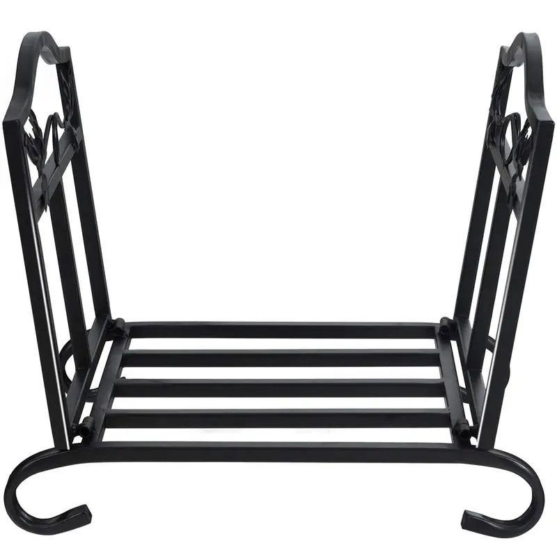 Collapsible Wrought Iron Firewood Rack for Indoor or Outdoor Storage